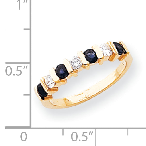 14k Yellow Gold 2.75mm Sapphire AAA Diamond Anniversary Band