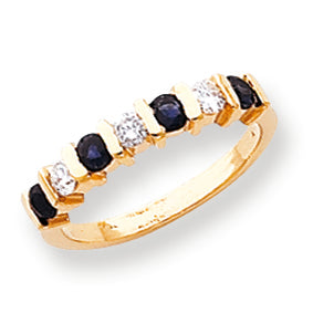 14k Yellow Gold 2.75mm Sapphire AAA Diamond Anniversary Band