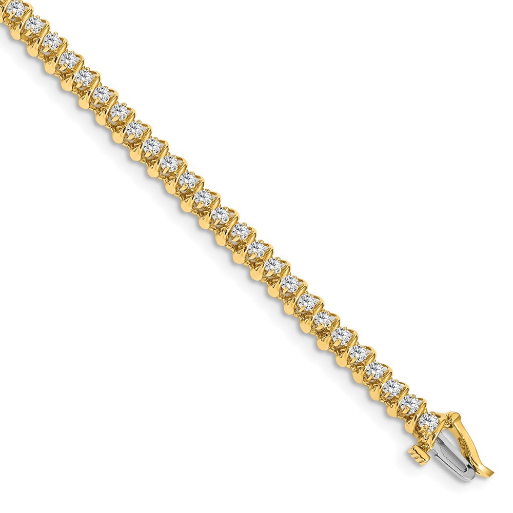 14K Yellow Gold Complete 0.93 Carat Round A Diamond Fancy Spiral 7 Inch Tennis Bracelet