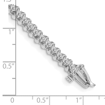 14K White Gold Complete 0.93 Carat Round A Diamond Fancy Spiral 7 Inch Tennis Bracelet