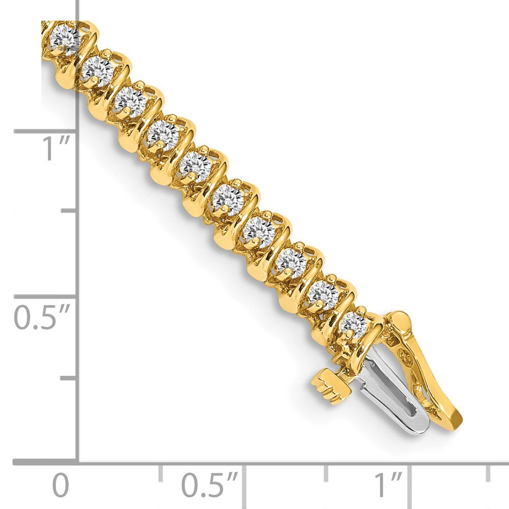 14K Yellow Gold Complete 1.4 Carat Round Vs Diamond Fancy Spiral 7 Inch Tennis Bracelet