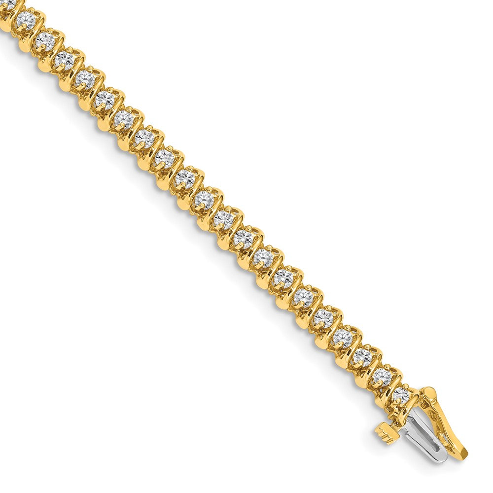 14K Yellow Gold Complete 1.4 Carat Round Vs Diamond Fancy Spiral 7 Inch Tennis Bracelet