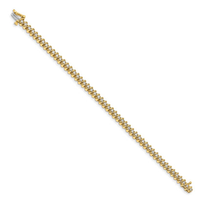 14K Yellow Gold Complete 1.95 Carat Round Aaa Diamond Fancy Spiral 7 Inch Tennis Bracelet