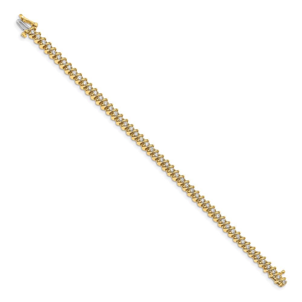 14K Yellow Gold Complete 1.95 Carat Round Vs Diamond Fancy Spiral 7 Inch Tennis Bracelet