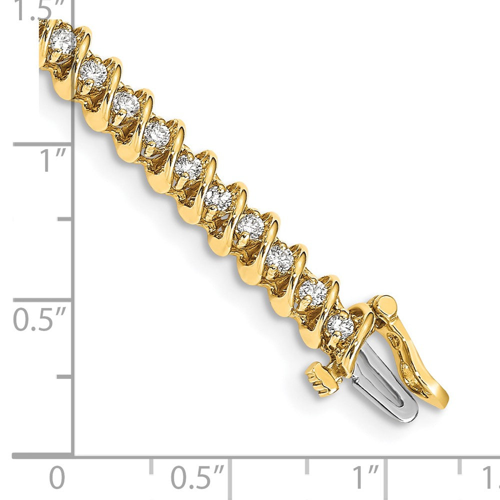 14K Yellow Gold Complete 1.95 Carat Round Aaa Diamond Fancy Spiral 7 Inch Tennis Bracelet