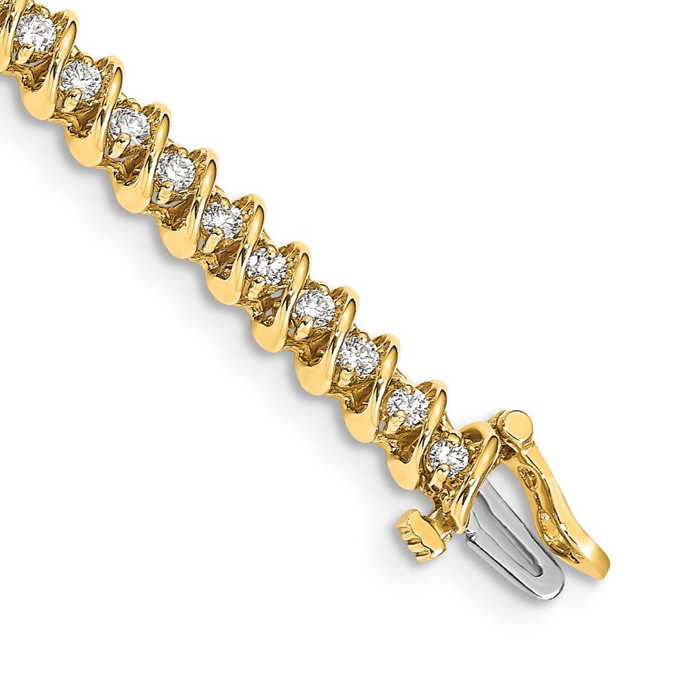 14K Yellow Gold Complete 1.95 Carat Round Aa Diamond Fancy Spiral 7 Inch Tennis Bracelet