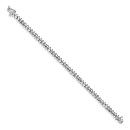14K White Gold Complete 1.95 Carat Round Aaa Diamond Fancy Spiral 7 Inch Tennis Bracelet
