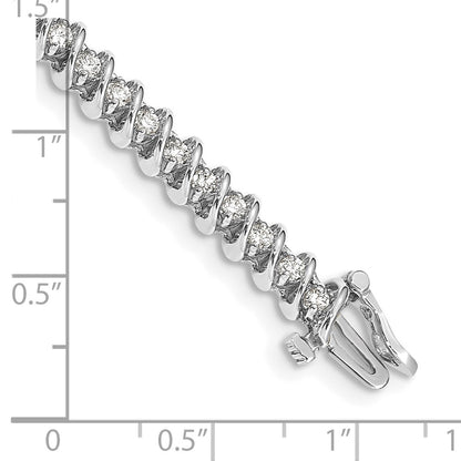 14K White Gold Complete 1.95 Carat Round A Diamond Fancy Spiral 7 Inch Tennis Bracelet