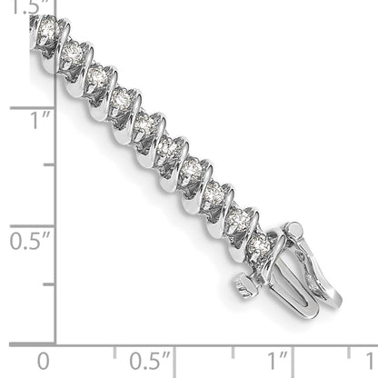 14K White Gold Complete 1.95 Carat Round Vs Diamond Fancy Spiral 7 Inch Tennis Bracelet
