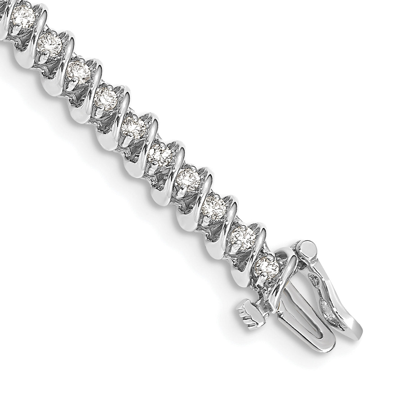 14K White Gold Complete 1.95 Carat Round Vs Diamond Fancy Spiral 7 Inch Tennis Bracelet