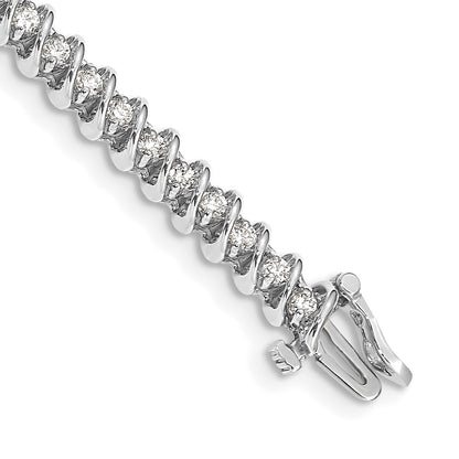 14K White Gold Complete 1.95 Carat Round Vs Diamond Fancy Spiral 7 Inch Tennis Bracelet