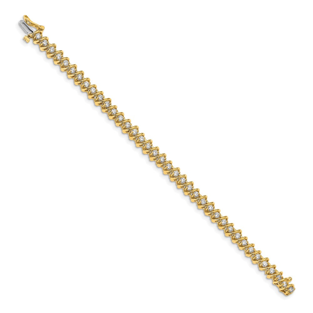 14K Yellow Gold Complete 2.25 Carat Round Aa Diamond Fancy Spiral 7 Inch Tennis Bracelet