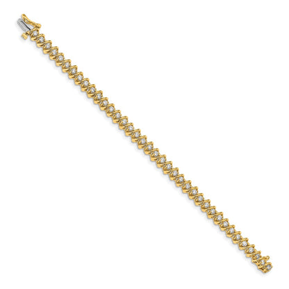 14K Yellow Gold Complete 2.25 Carat Round Aa Diamond Fancy Spiral 7 Inch Tennis Bracelet