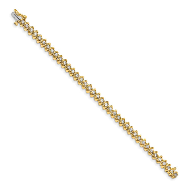 14K Yellow Gold Complete 2.25 Carat Round Aa Diamond Fancy Spiral 7 Inch Tennis Bracelet