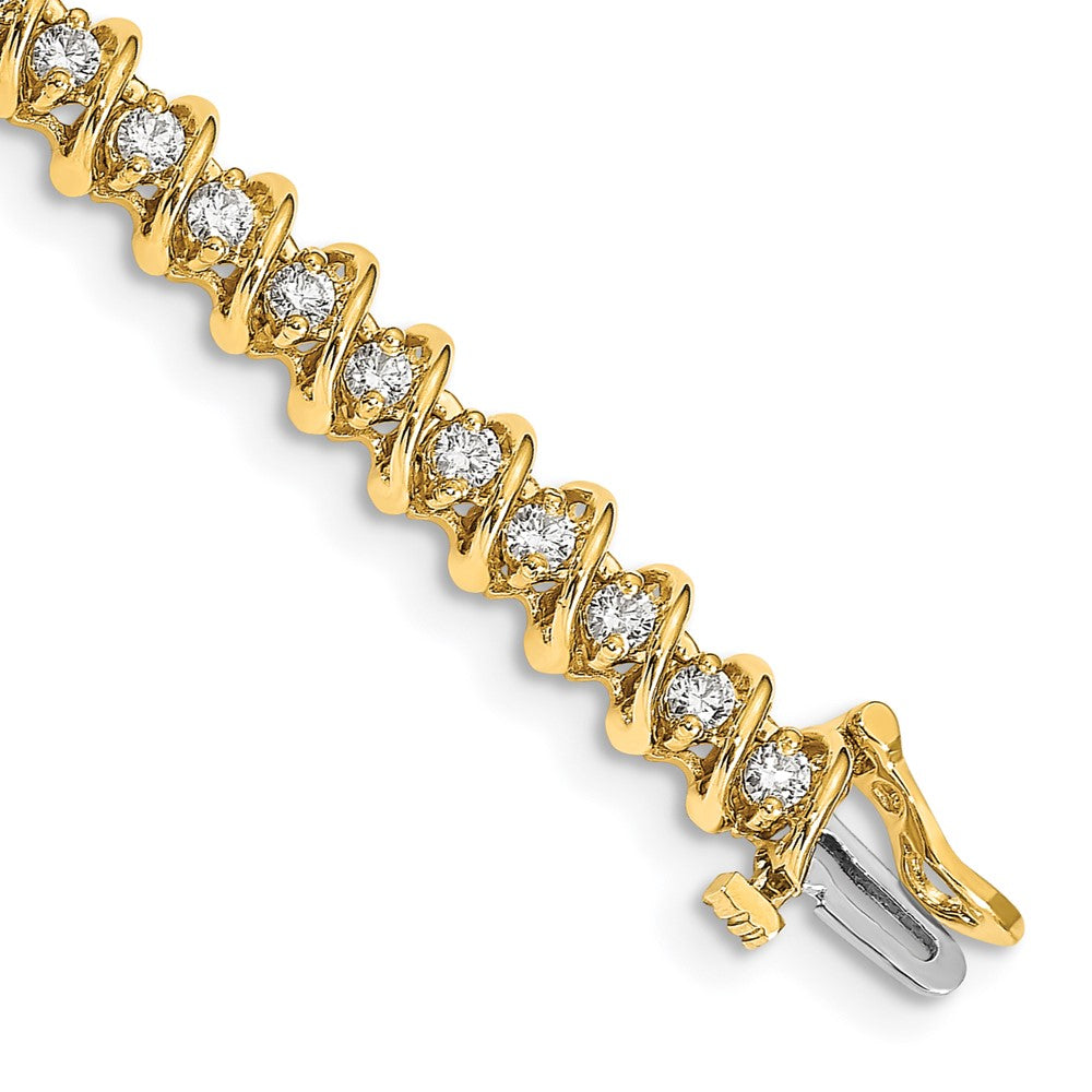14K Yellow Gold Complete 2.25 Carat Round Aaa Diamond Fancy Spiral 7 Inch Tennis Bracelet