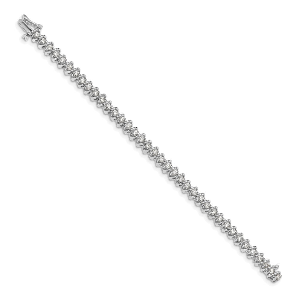 14K White Gold Complete 2.25 Carat Round Aa Diamond Fancy Spiral 7 Inch Tennis Bracelet