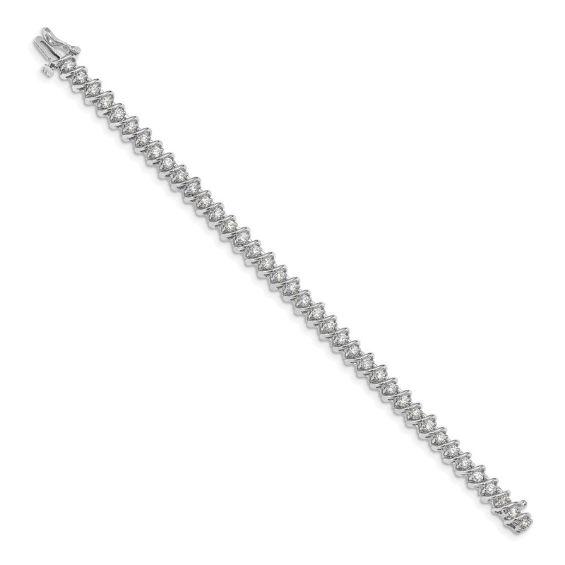 14K White Gold Complete 2.25 Carat Round Aa Diamond Fancy Spiral 7 Inch Tennis Bracelet