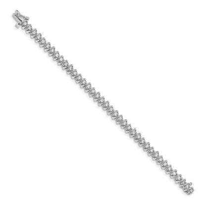 14K White Gold Complete 2.25 Carat Round Aaa Diamond Fancy Spiral 7 Inch Tennis Bracelet