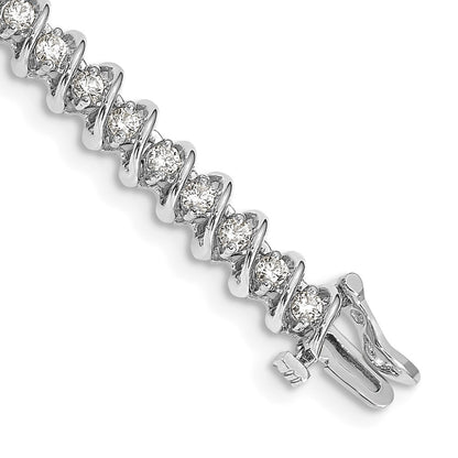 14K White Gold Complete 2.25 Carat Round A Diamond Fancy Spiral 7 Inch Tennis Bracelet