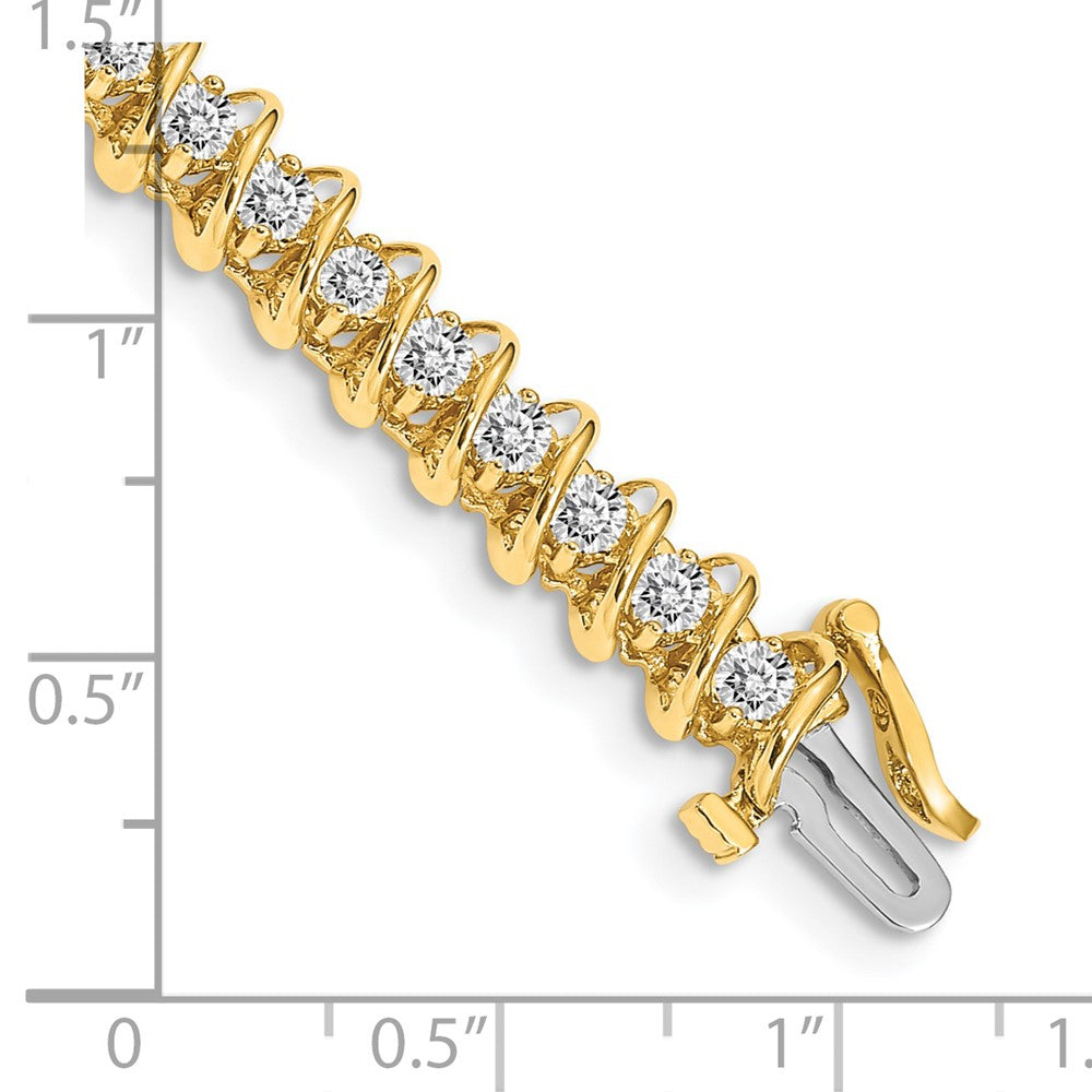 14K Yellow Gold Complete 3.31 Carat Round A Diamond Fancy Spiral 7 Inch Tennis Bracelet