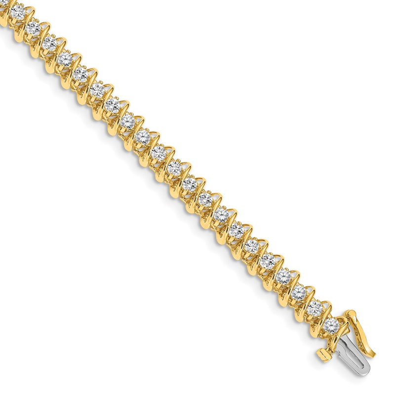 14K Yellow Gold Complete 3.31 Carat Round Aaa Diamond Fancy Spiral 7 Inch Tennis Bracelet