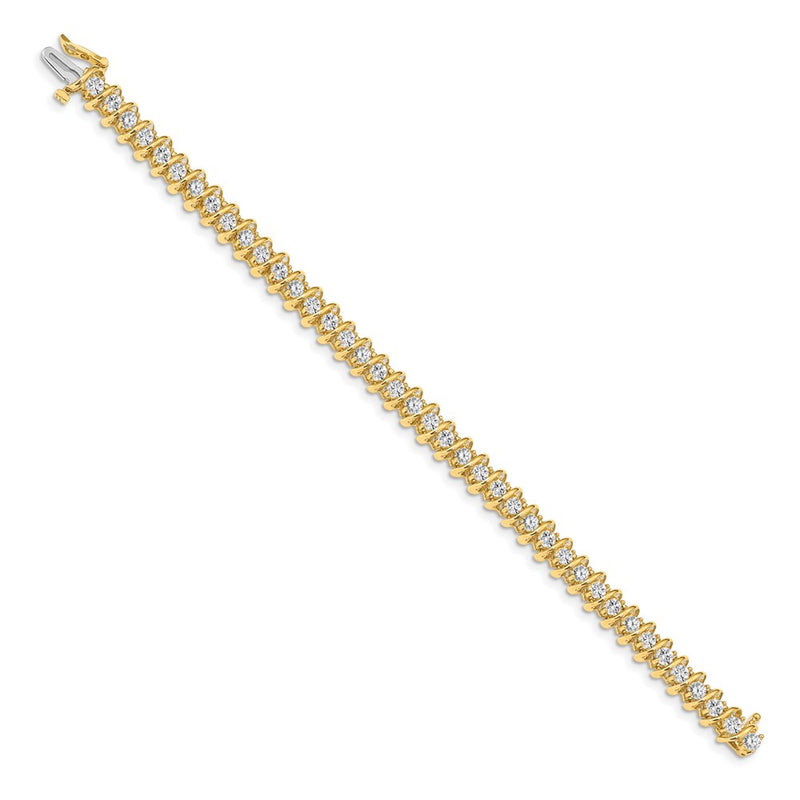 14K Yellow Gold Complete 3.72 Carat Round Aa Diamond Fancy Spiral 7 Inch Tennis Bracelet