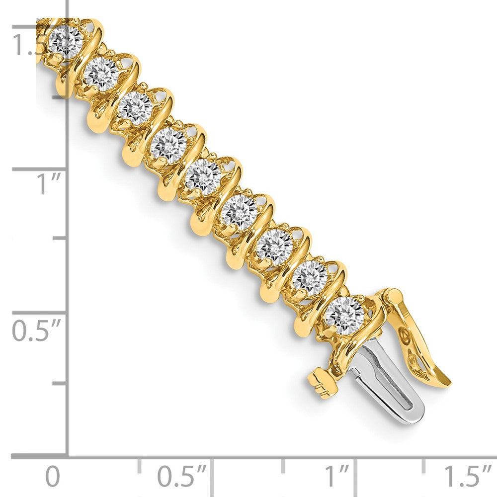 14K Yellow Gold Complete 3.72 Carat Round A Diamond Fancy Spiral 7 Inch Tennis Bracelet