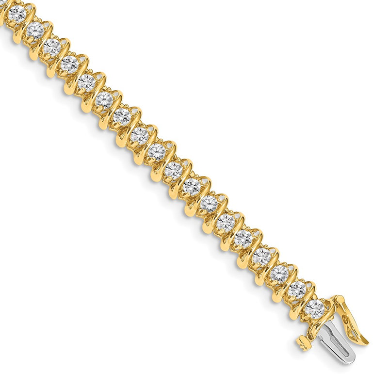 14K Yellow Gold Complete 3.72 Carat Round A Diamond Fancy Spiral 7 Inch Tennis Bracelet