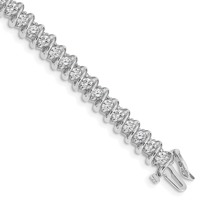 14K White Gold Complete 3.72 Carat Round A Diamond Fancy Spiral 7 Inch Tennis Bracelet