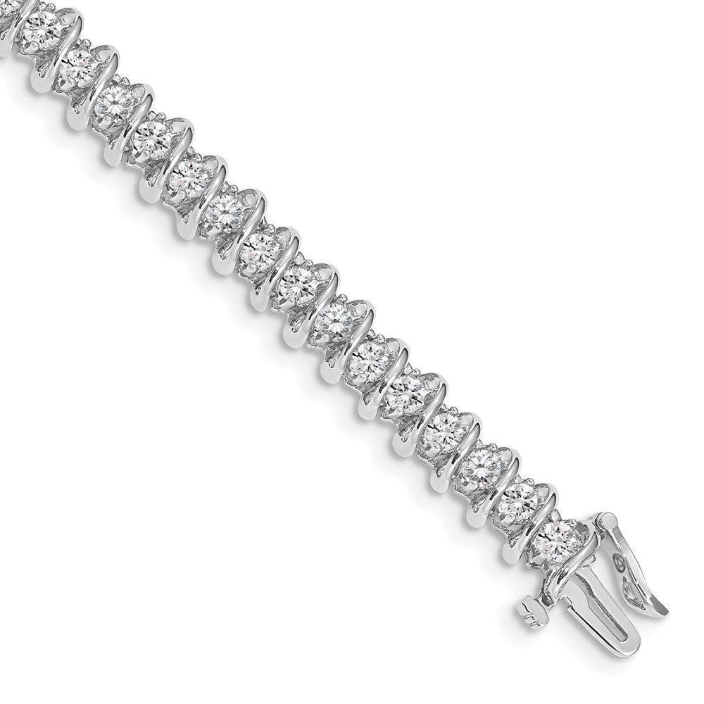 14K White Gold Complete 3.72 Carat Round Aa Diamond Fancy Spiral 7 Inch Tennis Bracelet