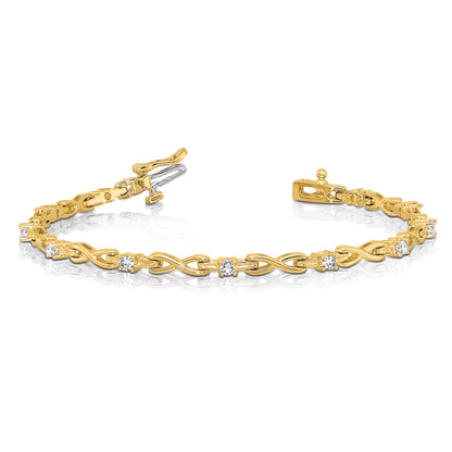 14k Yellow Gold 1/2 Ct. Lab Grown Diamond VS/SI+ G+ Fancy Link Tennis Bracelet