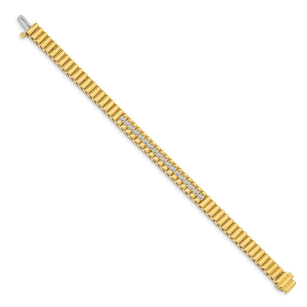 14K Yellow Gold Complete 0.93 Carat Round A Diamond 4 Prong 7 Inch Link Bracelet