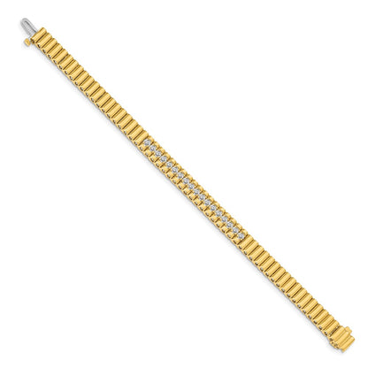 14K Yellow Gold Complete 0.93 Carat Round A Diamond 4 Prong 7 Inch Link Bracelet