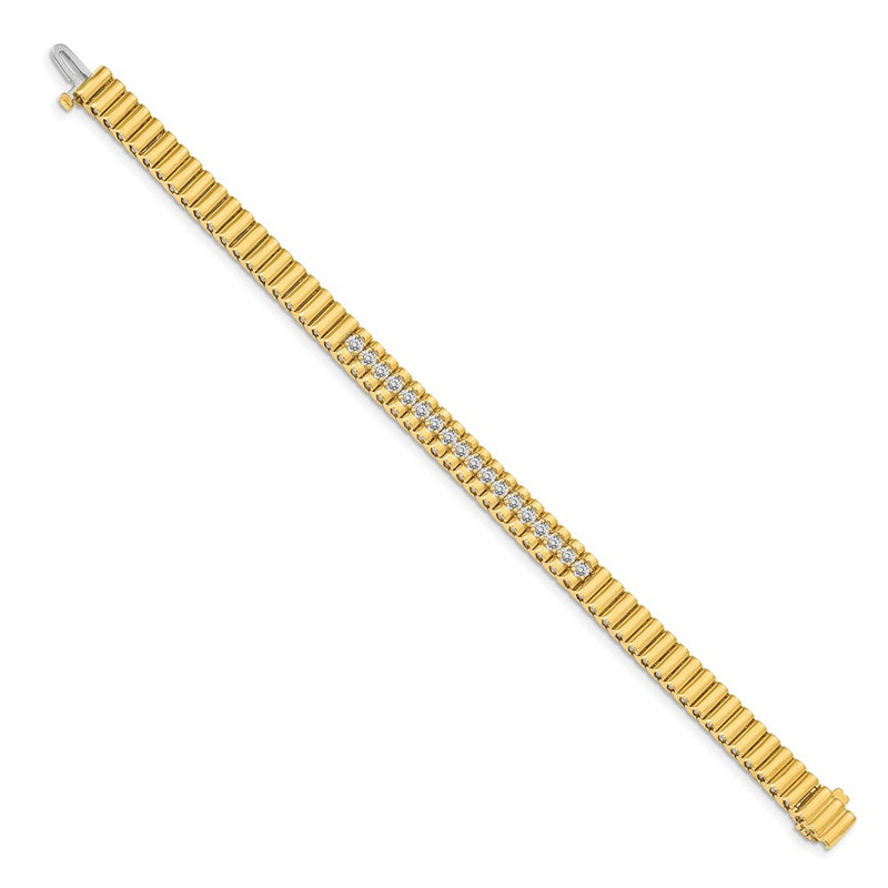 14K Yellow Gold Complete 0.93 Carat Round A Diamond 4 Prong 7 Inch Link Bracelet