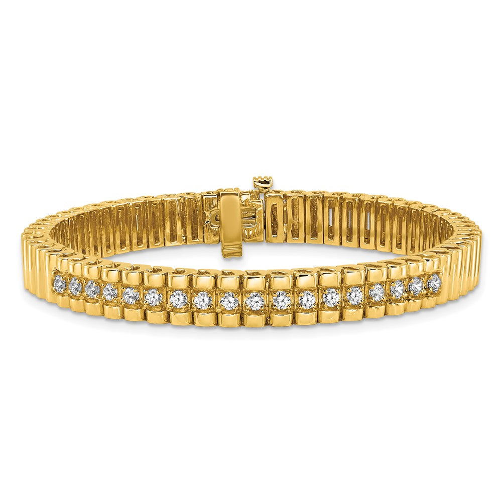14K Yellow Gold Complete 0.93 Carat Round Aa Diamond 4 Prong 7 Inch Link Bracelet