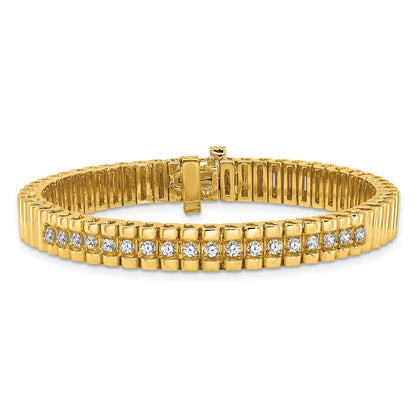 14K Yellow Gold Complete 0.93 Carat Round Aa Diamond 4 Prong 7 Inch Link Bracelet