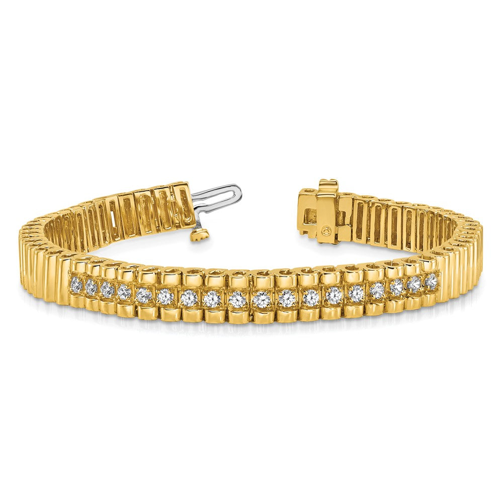 14K Yellow Gold Complete 0.93 Carat Round Aa Diamond 4 Prong 7 Inch Link Bracelet