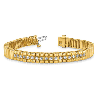 14K Yellow Gold Complete 0.93 Carat Round Aa Diamond 4 Prong 7 Inch Link Bracelet