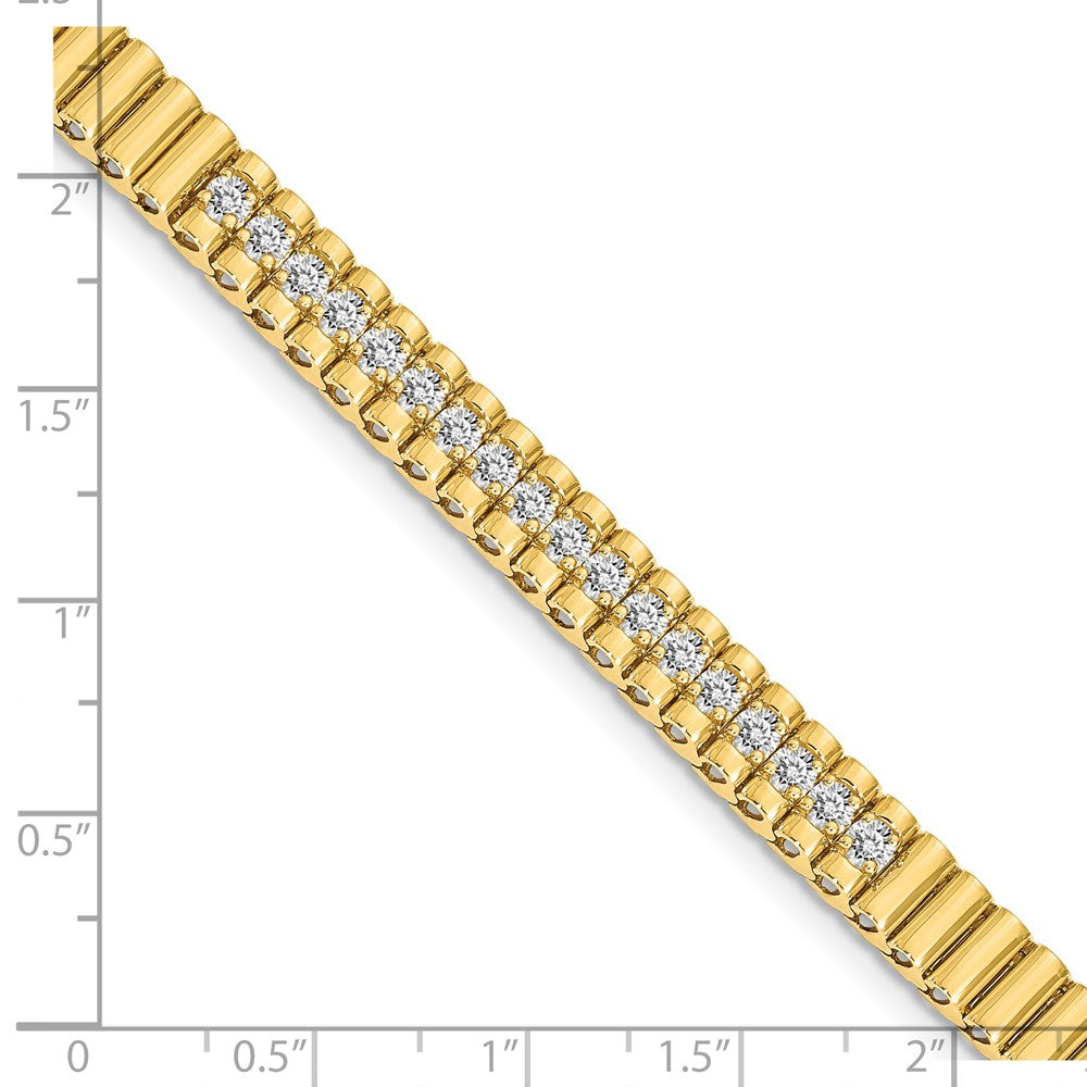 14K Yellow Gold Complete 0.93 Carat Round Aaa Diamond 4 Prong 7 Inch Link Bracelet