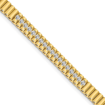 14K Yellow Gold Complete 0.93 Carat Round Aaa Diamond 4 Prong 7 Inch Link Bracelet