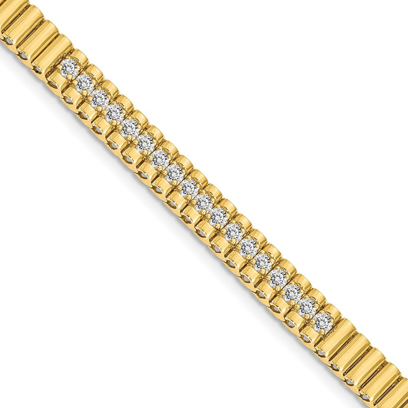 14K Yellow Gold Complete 0.93 Carat Round Aaa Diamond 4 Prong 7 Inch Link Bracelet