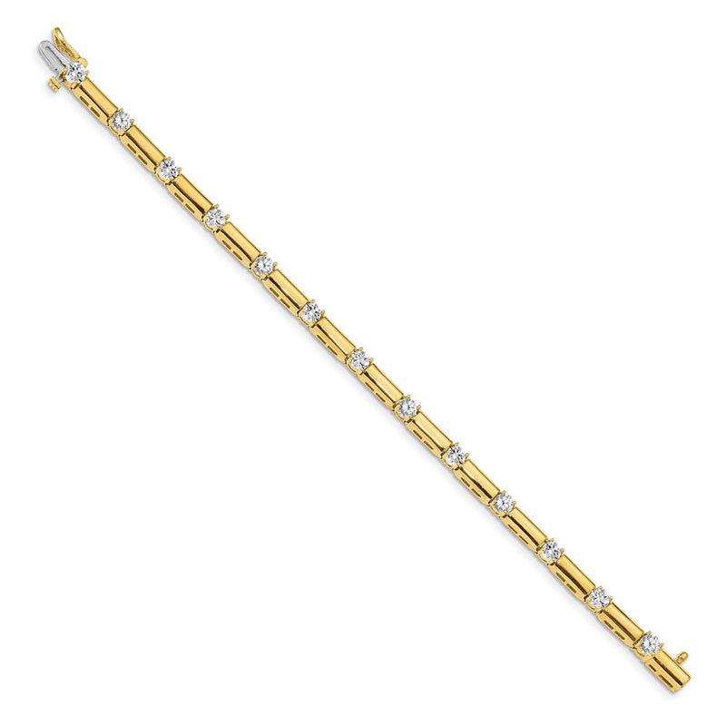 14K Yellow Gold Complete 2.8 Carat Round Aaa Diamond Bar Link 7 Inch Tennis Bracelet