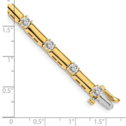 14K Yellow Gold Complete 2.8 Carat Round Aa Diamond Bar Link 7 Inch Tennis Bracelet