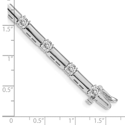 14K White Gold Complete 2.8 Carat Round Aaa Diamond Bar Link 7 Inch Tennis Bracelet