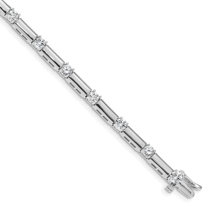 14K White Gold Complete 2.8 Carat Round A Diamond Bar Link 7 Inch Tennis Bracelet