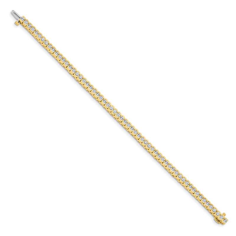 14K Yellow Gold Complete 3.5 Carat Round Aaa Diamond Half Bezel 7 Inch Tennis Bracelet