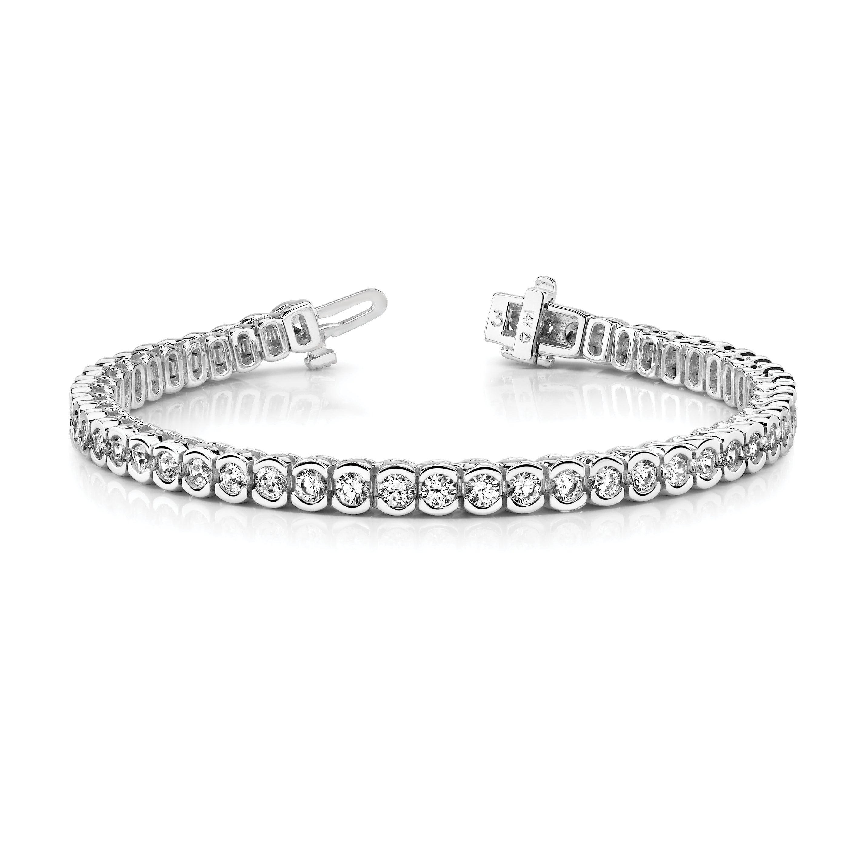 14k White Gold 5 1/2 Ct. Lab Grown Diamond VS/SI+ G+ Round Tennis Bracelet