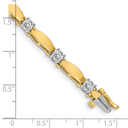 14K Two Tone Complete 2.75 Carat Round A Diamond Curved Bar Link 7 Inch Tennis Bracelet