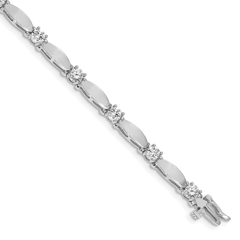 14K White Gold Complete 2.75 Carat Round Aaa Diamond Curved Bar Link 7 Inch Tennis Bracelet