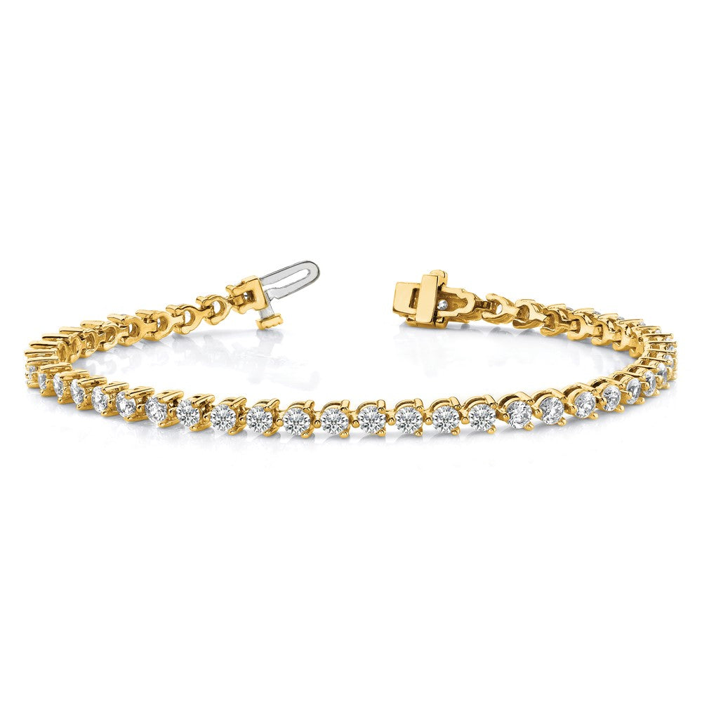 14K Yellow Gold Complete 2.4 Carat Round Vs Diamond 3 Prong 7 Inch Tennis Bracelet